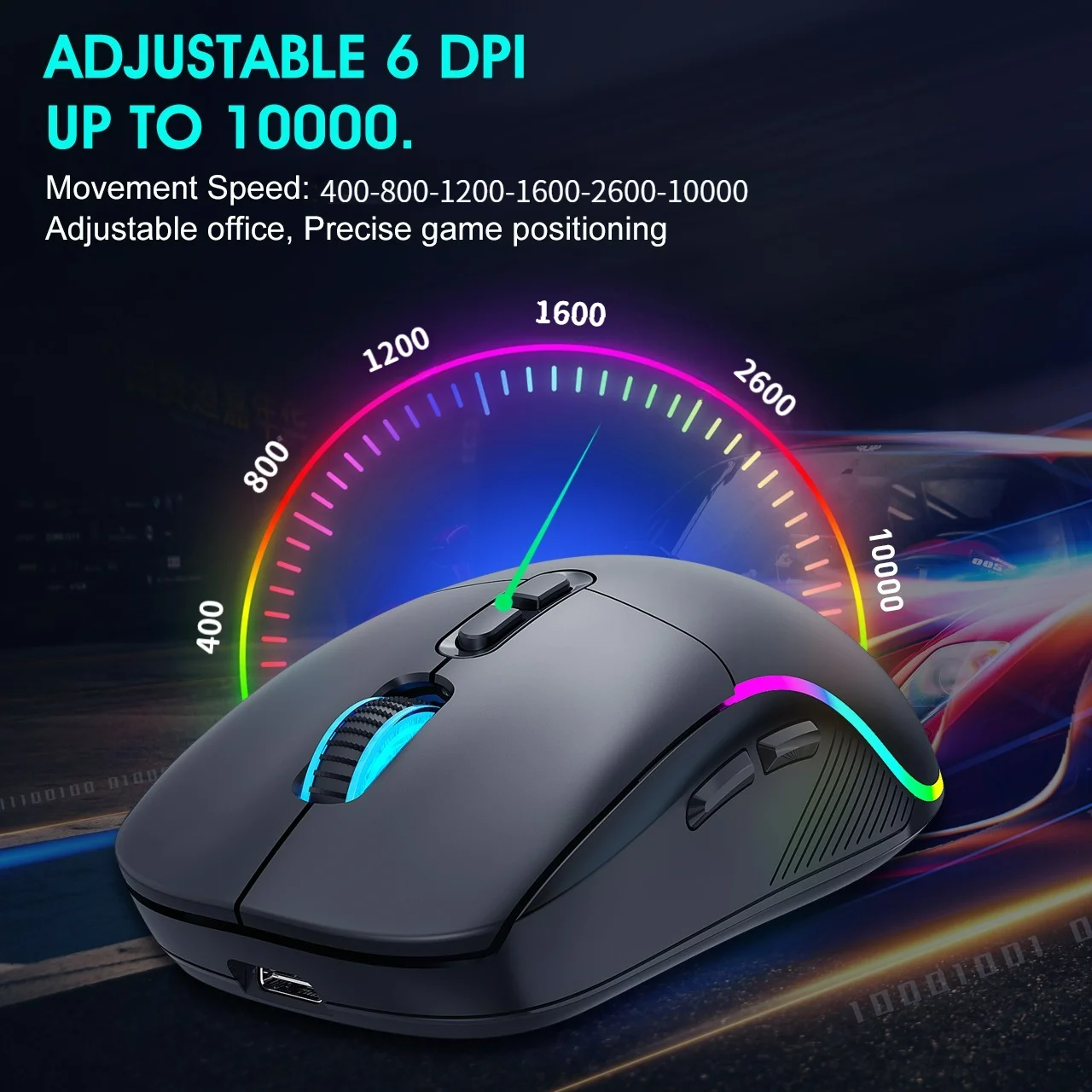Tri-mode Mouse 2.4G Wireless/Bluetooth/Wired 6-speed DPI Adjustable 500mAh Battery RGB Lighting Esports Game Macro Office Mouse