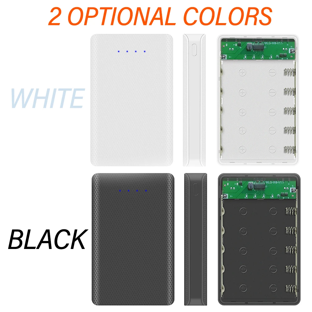 5 Cell 18650 Solder-Free DIY Mobile Power Supply Kit Battery Holder Shell Dual Output Type-C Input Reverse Polarity Protection