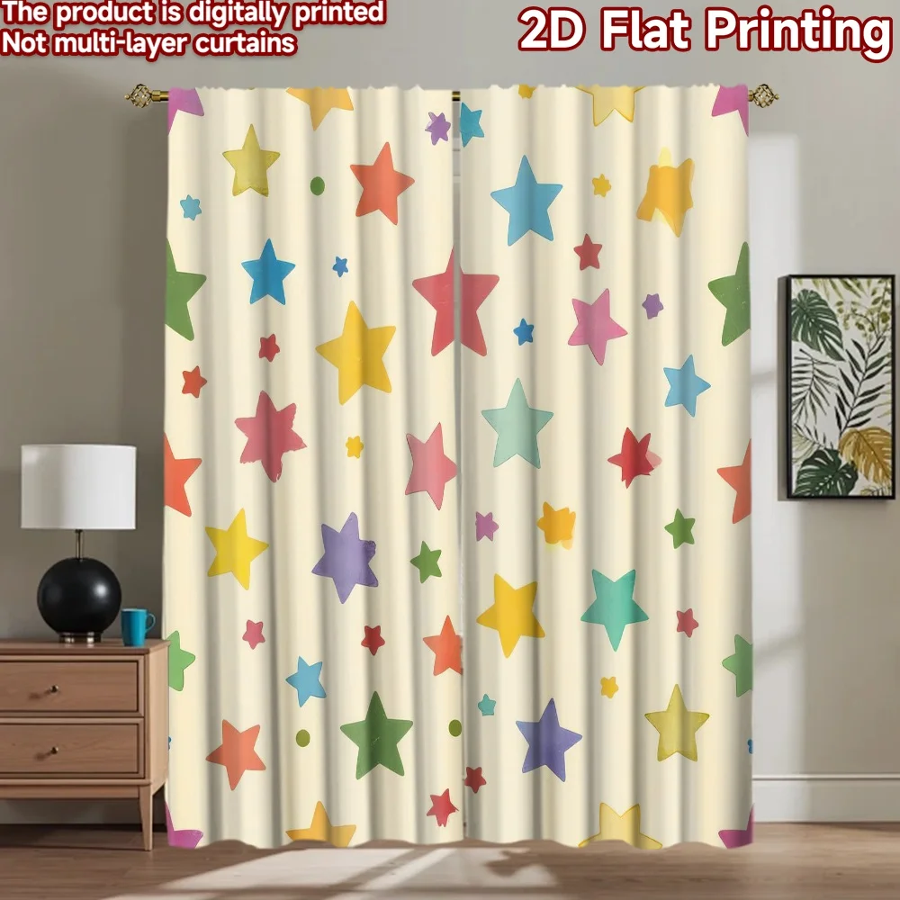 

1pc 2D flat Photography Backdrop Scene Backdrop Colorful Stars on Cream 100% Polyester Festive Holiday Perfect for Suitable for
