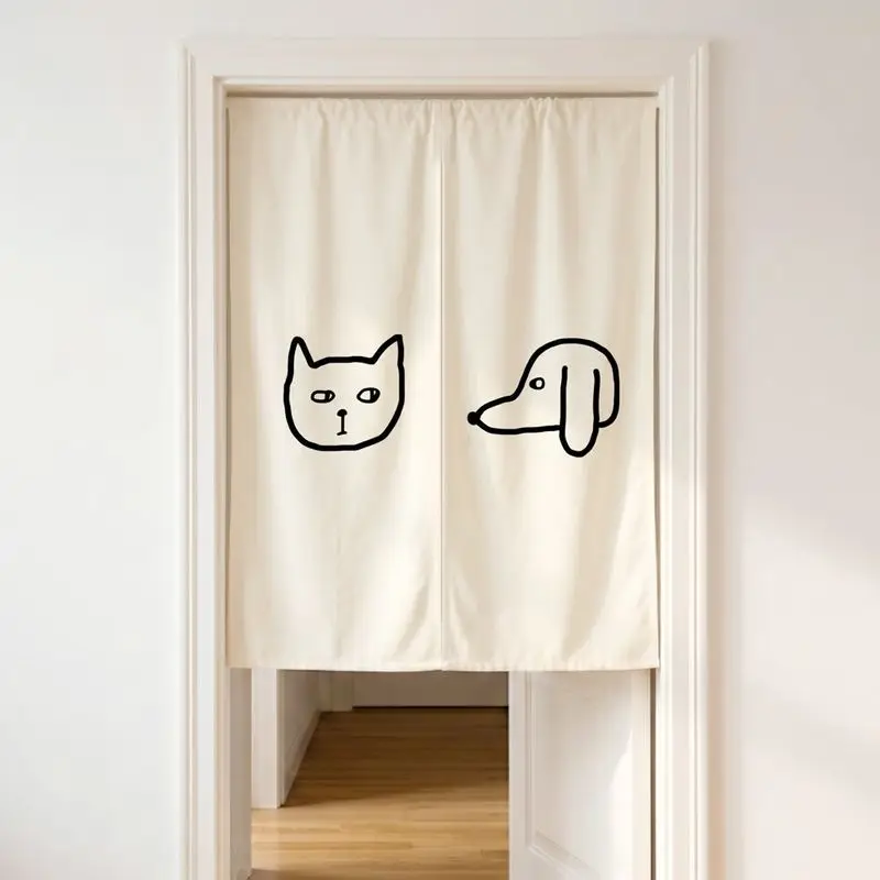 Einfacher Katzen-Hunde-Halbtürvorhang, Niedlicher Trennvorhang, Ohne Bohren Aufhängbarer Vorhang, Türvorhang