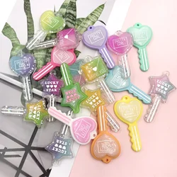 10Pcs Glitter Heart Star Keys Charms Pendants Flat back Resin Cabochon for Necklace Earring Key Ring Jewelry Making Accessories