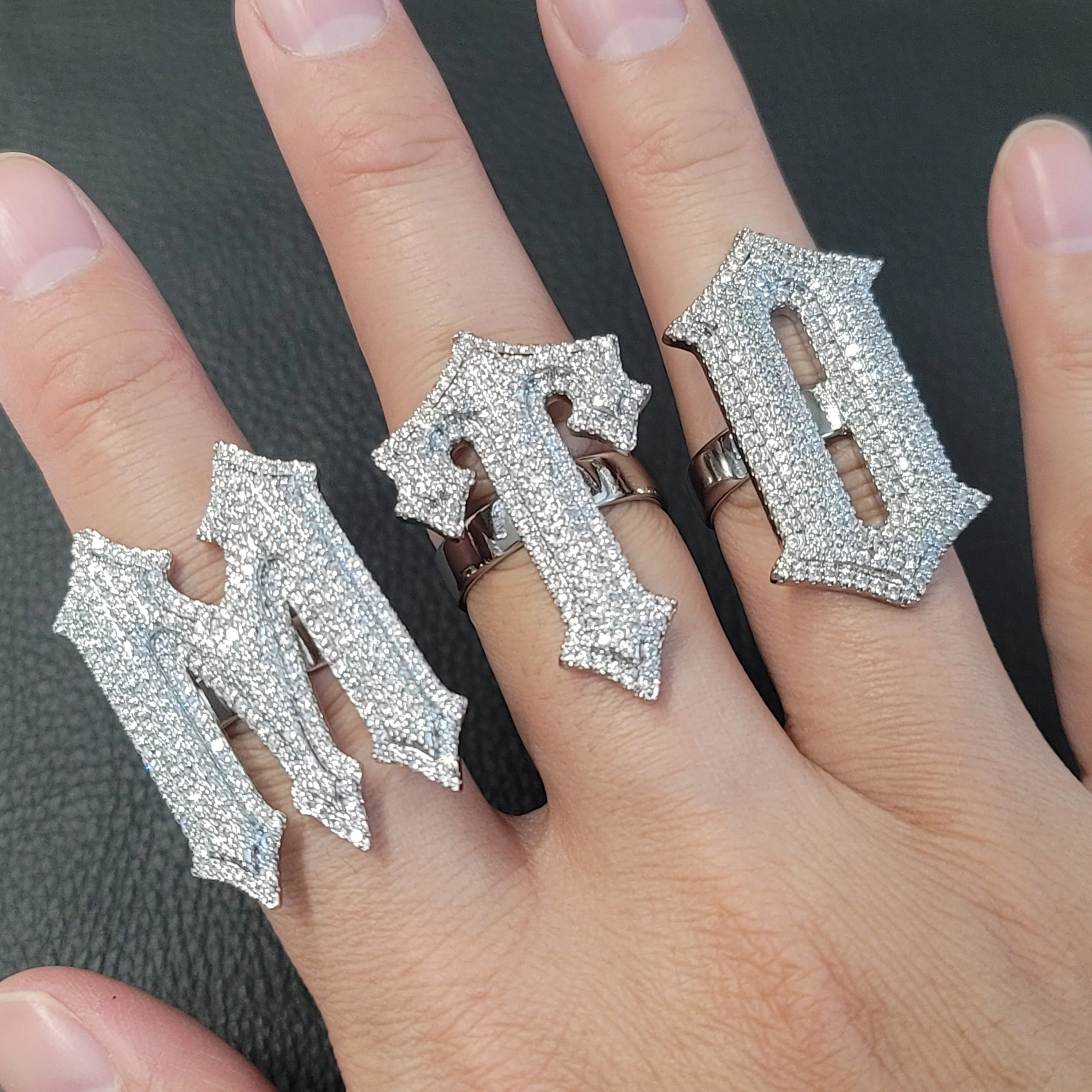 

Персонализированные шипы и бриллианты, кольцо, ювелирные изделия в стиле панк, кольца с листьями и цифрами на заказ, прочная задняя часть, регулируемый размер, аксессуары, подарок для него