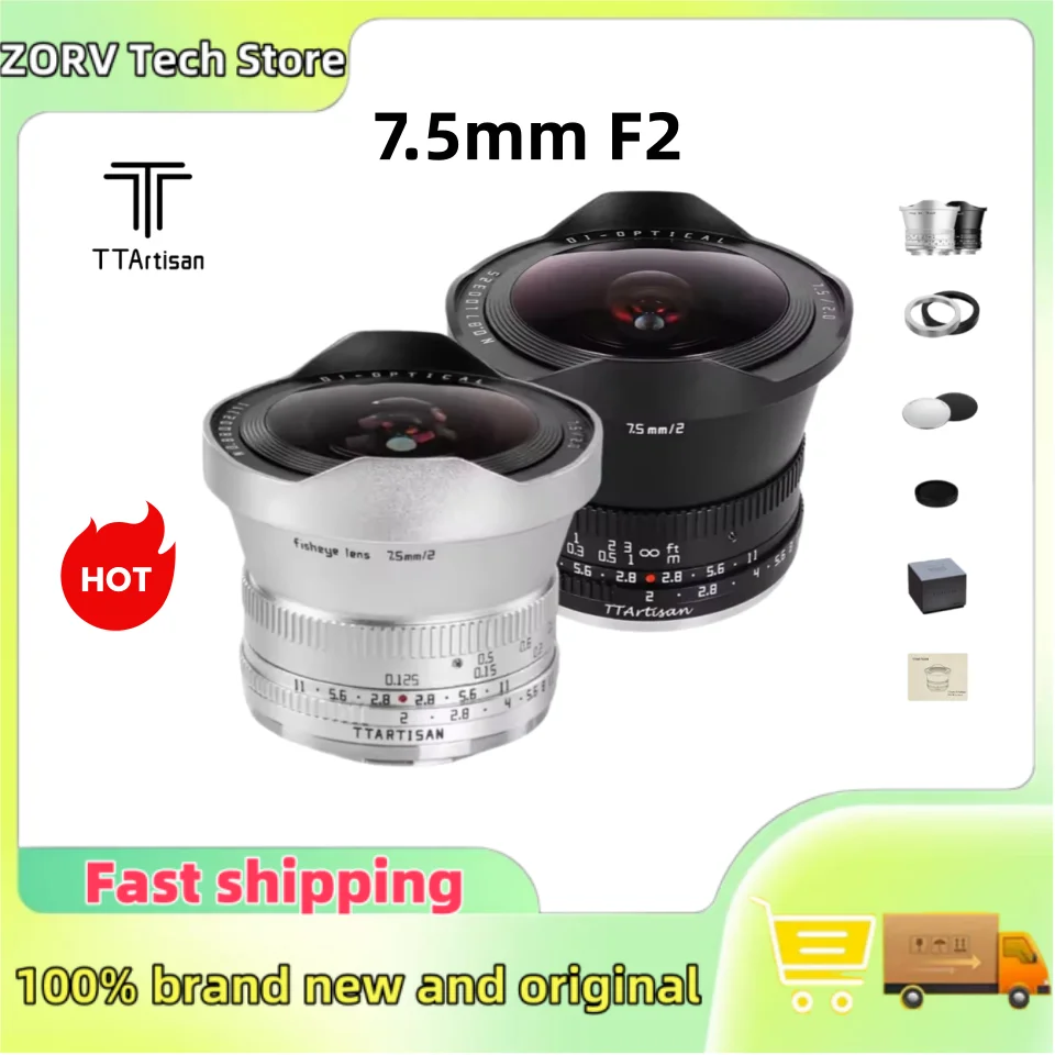 TTArtisan APS-C 7.5mm F2 어안렌즈 (인물 사진 촬영용) - 니콘 Z, 캐논 EOS-R, M43, 후지필름 XF, 파나소닉 L, 소니 E 마운트 호환