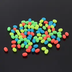 100pcs Colorful Soft Rubber Fishing Beads, 0.17inch Elliptical Fishing Bait Eggs for Lake / River Fishing