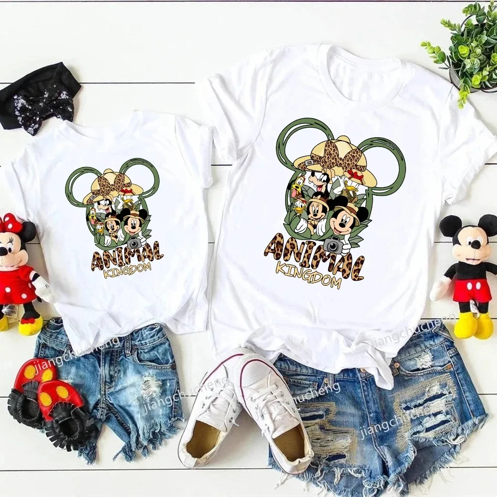 Disney Animal Kingdom Shirts Funny Mickey Minnie Family Matching Outfits Cotton Father Mother Kids Tshirts Disney Trip Clothes