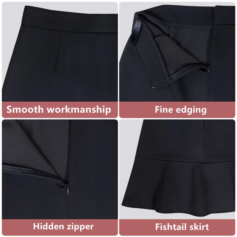 Female 2024 Korean Spring Summer And Autumn Fashion New Black Pleated Skirt Women'S High Waist Slim Professional Hip Wrap Short