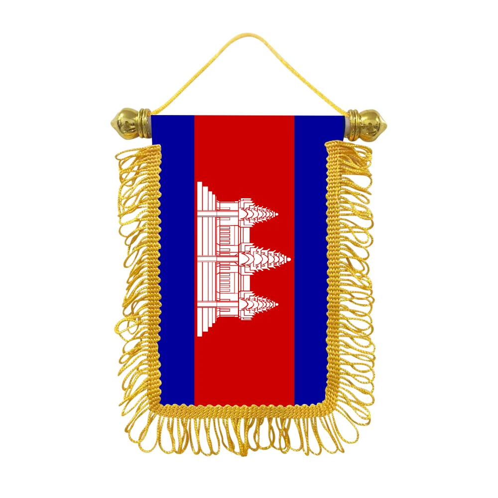 Cambodia small hanging flag 10x15cm triangular flag car decoration hanging flag double-sided pattern with suction cup