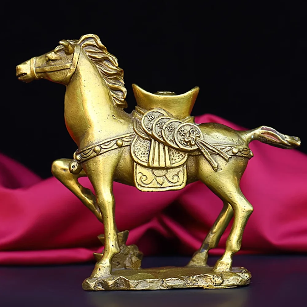 Pure copper horse ingot 12 zodiac horse pack ingot ornaments Ma Dao Cheng Kung Crafts Home, office decoration