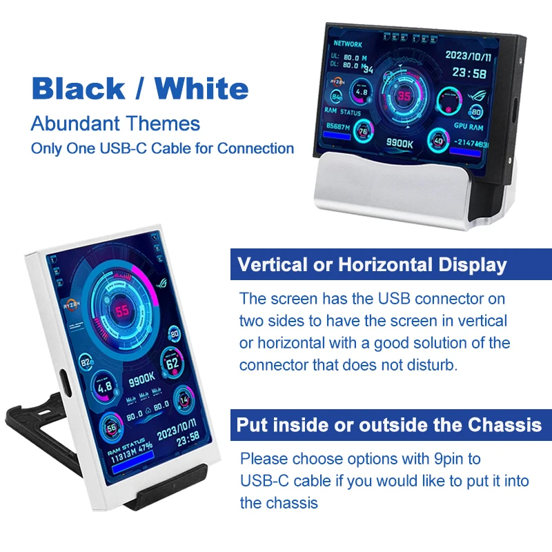 الجملة 3.5 بوصة لوحة شاشة الكمبيوتر IPS Type-C 3.5 "وحدة المعالجة المركزية GPU RAM رصد USB نوع-C شاشة ديجيتال ل Win10 11 Free-AIDA64 #4