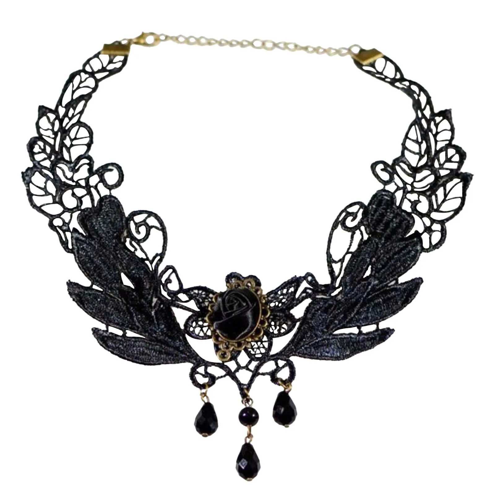 Gothic Black Lace Neck Choker Necklace Vintage Victorian Women Chocker Steampunk Jewelry Holiday Party Cosplay Accessories