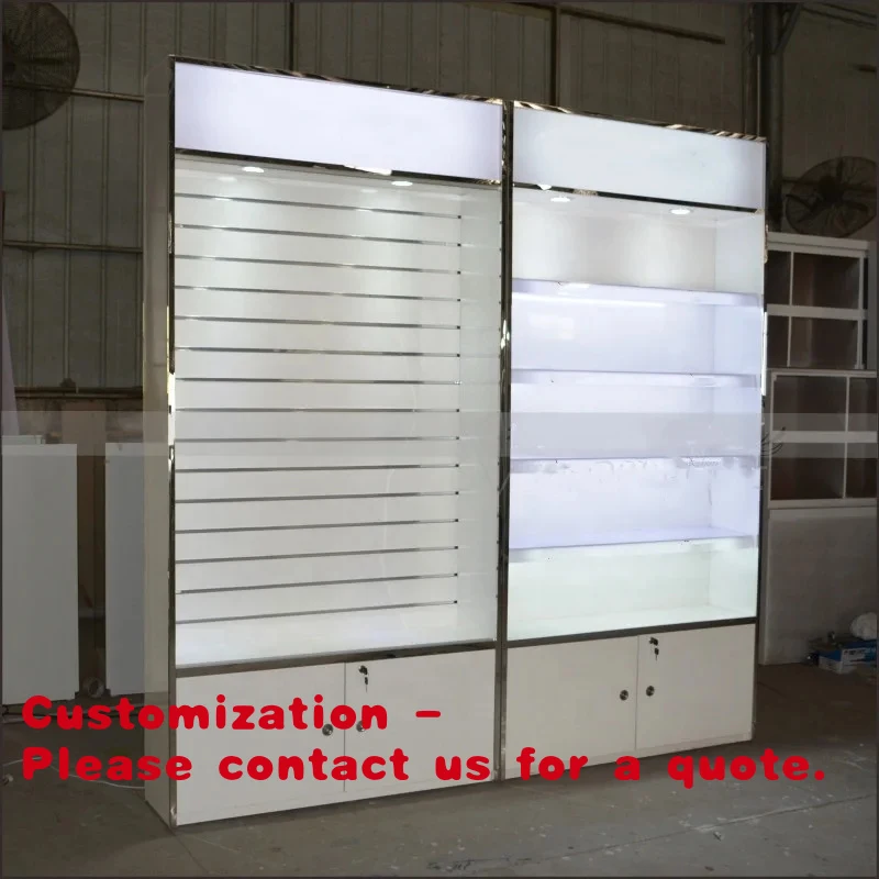 custom.Retail Wig  Display Shelf Bundles Display Rack and Stand with Hook Retail LED Hair Extension Display Cabinet