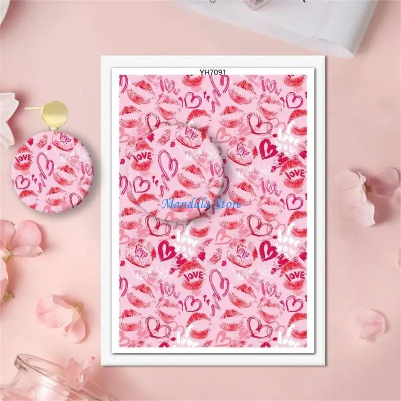 

U2JC 4Pcs Love Heart Clay Transfer Paper 95x138mm for Clay Earring Jewelry Making