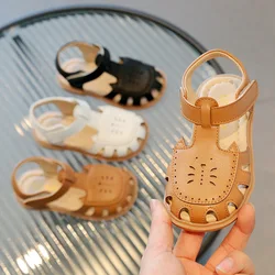 Simple Girls' Sandals Summer New Hollow Out Soft Sole Comfortable Beach Shoes Student Non-slip Flats Children's Sandals H703