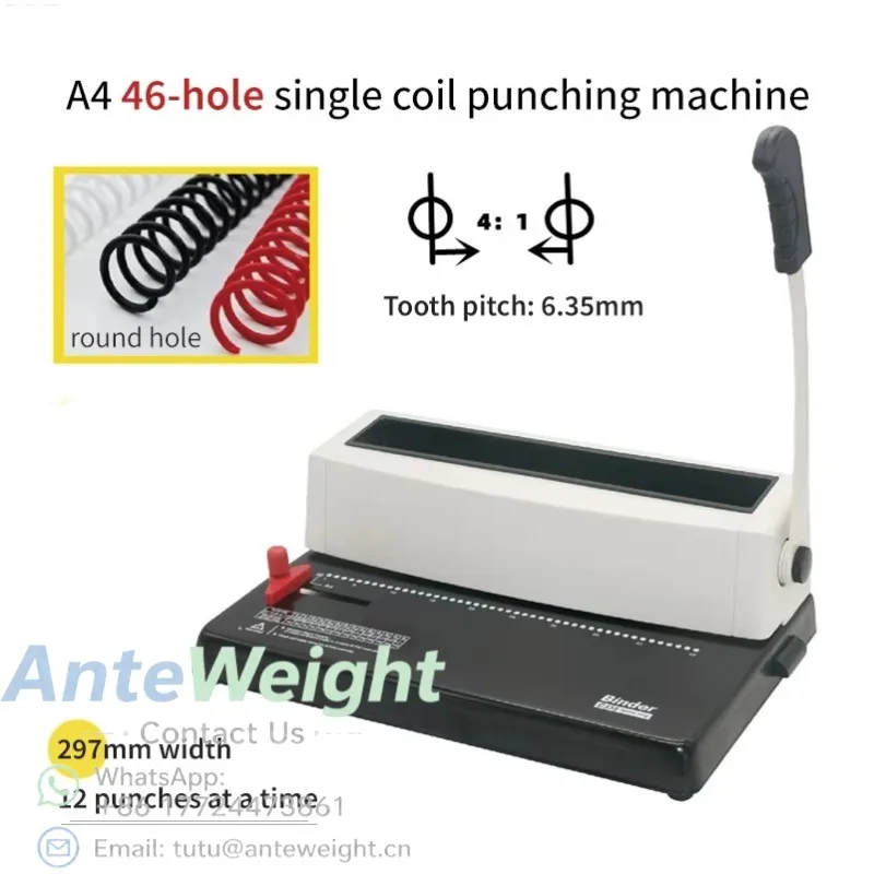 Office Commercial Binding Machine Spiral Circle 4mm Round Hole Small Punch 46 Holes A4 Single Coil Binding Punch Machine