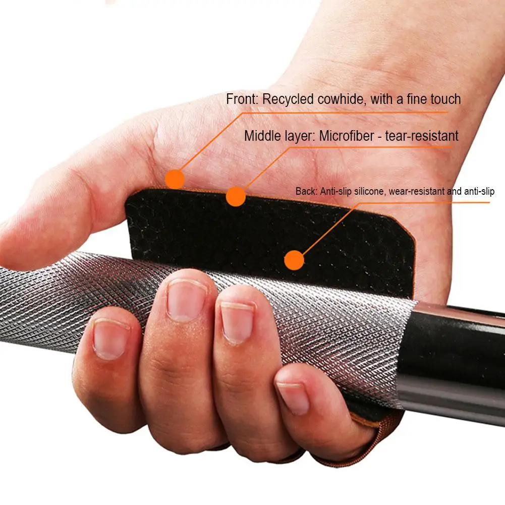 قفازات رفع الأثقال من جلد البقر بأربعة أصابع لحماية راحة اليد ومضادة للانزلاق للتدريب واللياقة البدنية والرياضة ومقاومة للاهتراء حارس النخيل Q3G6