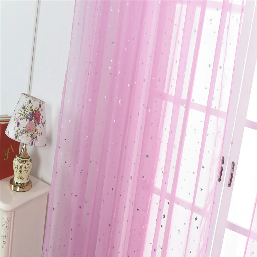 

1pcs Window Sheer Curtains 100X200Cm Pink Voile Tulle For Bedroom Bathroom Living Room Light Filtering Sun Protection Modern