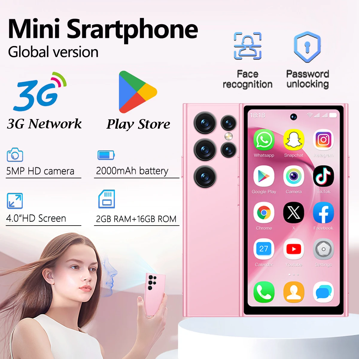 ONEMYTH Soyes S25 Pro 2025 Mini Smartphone -4.0-inch Android 10.0 2000mAh Battery, 64GB TF Card Expandable Storage