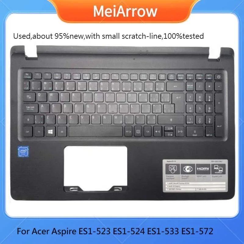 MEIARROW               95%New/org for Acer Aspire ES1-523 ES1-524 ES1-533 ES1-572 Palmrest upper cover EUR Keyboard C shell