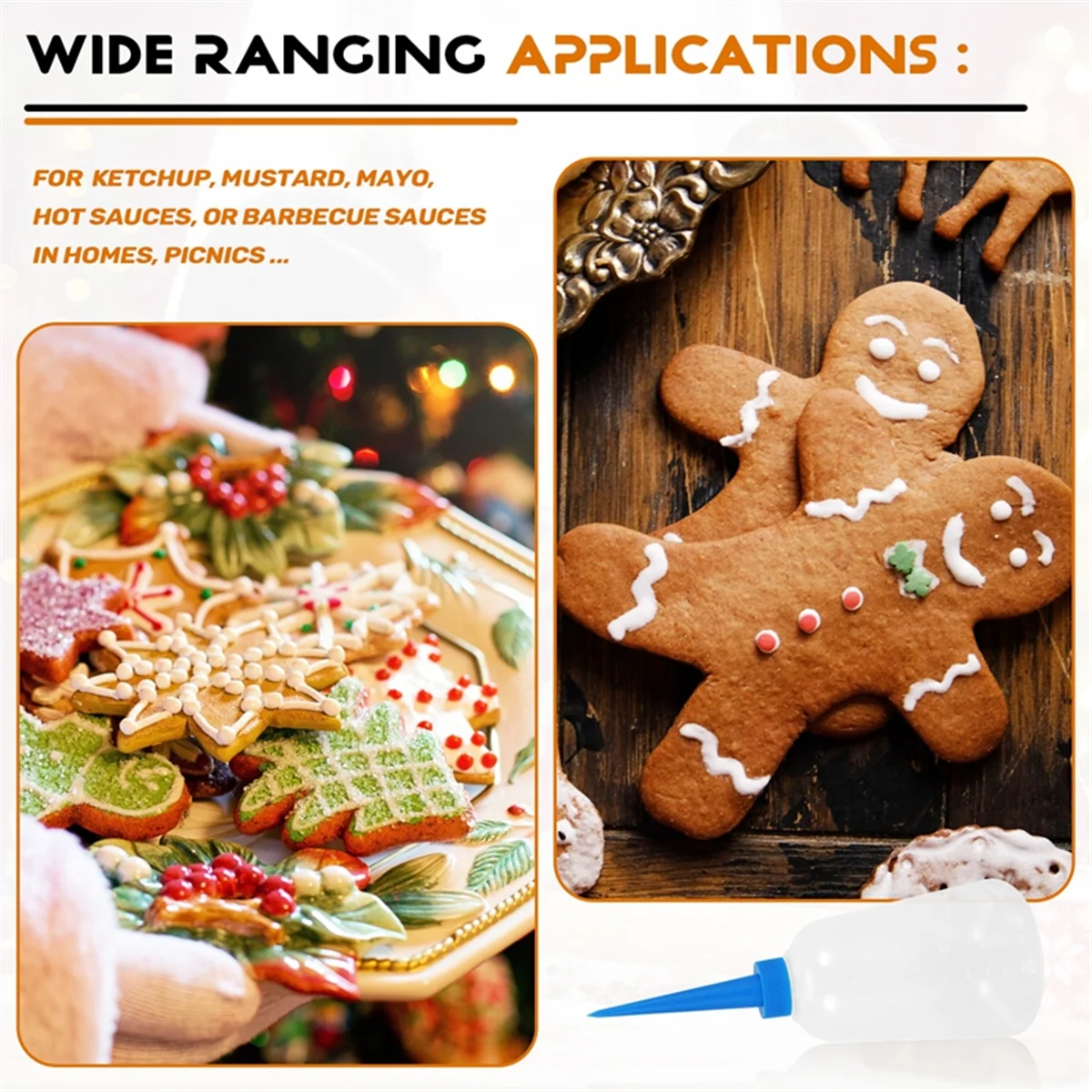 Garrafa aplicadora de cola líquida plástica, branco e azul transparente, 250ml