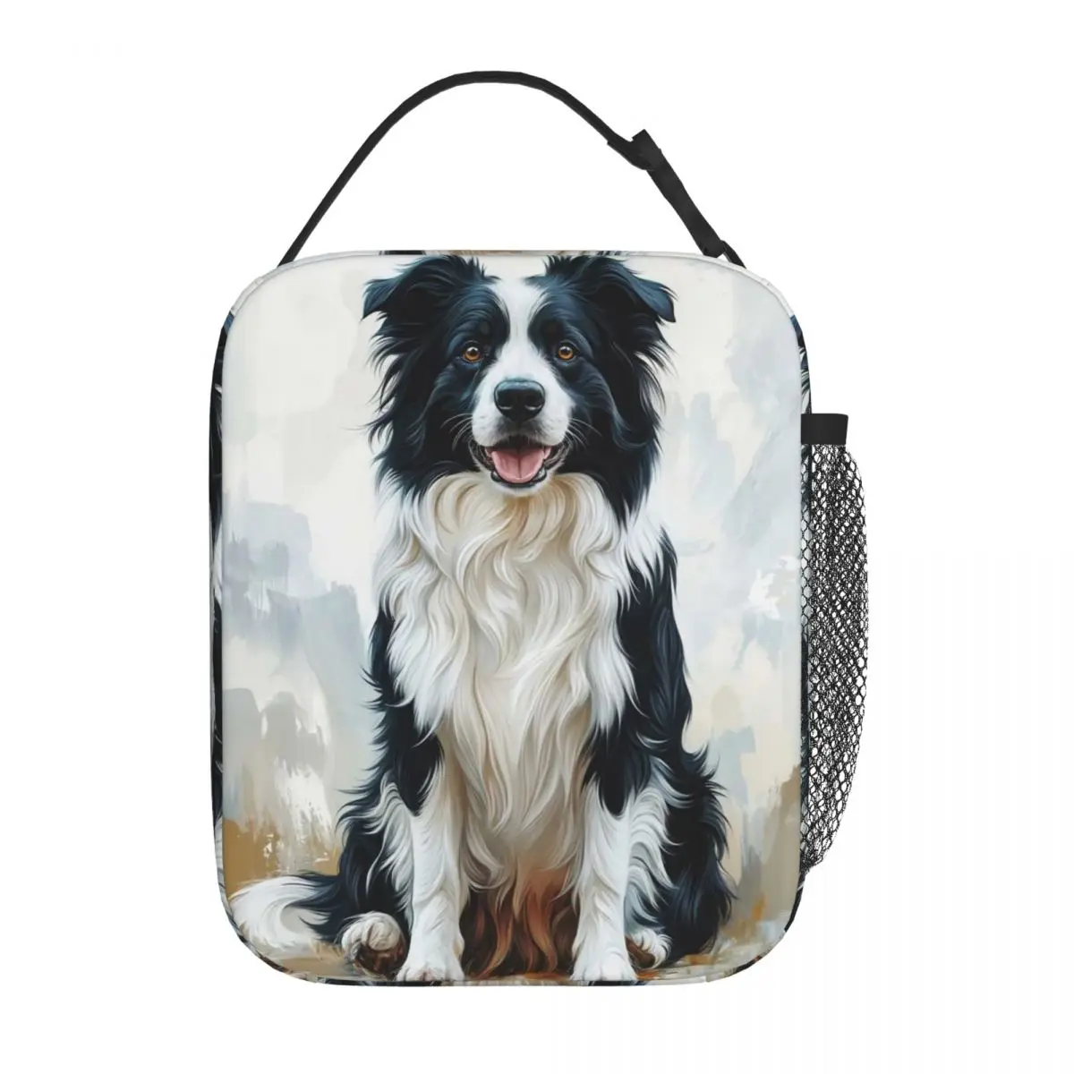 Border Collie Dog Pattern Insulated Lunch Bag for Women Children Portable Food Boxes Thermal Lunch Box Tote