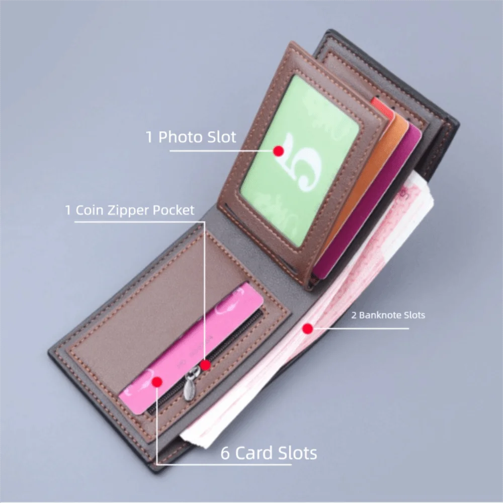 

Новый мужской короткий кошелек из искусственной кожи, черный кофейный двойной кошелек с несколькими карманами, большой вместительный ретро-кошелек для монет для мужчин и женщин