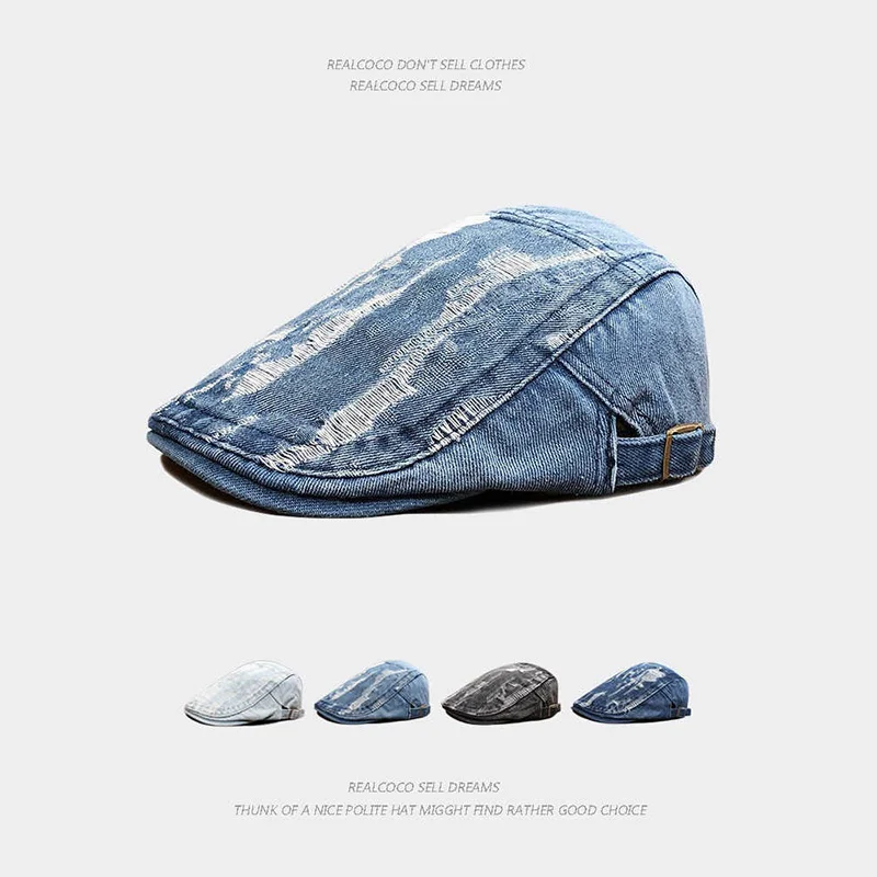 

2025 New Spring/Summer/Autumn Denim Men's Beret Korean Version Fashion Washed Old Cap Women's Style Forward Hat