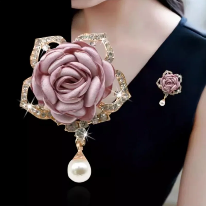 Fabric Flower Brooch Pin Mori Style Small Boutonniere Sweater Coat Overcoat Ornament Female