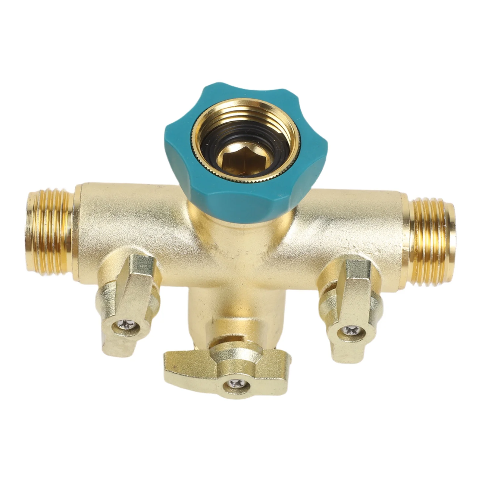 Brass 3-Way Garden Water Divider with Tool Connection to Standard 3/4 Inch Faucets and for Quick Release Functionality