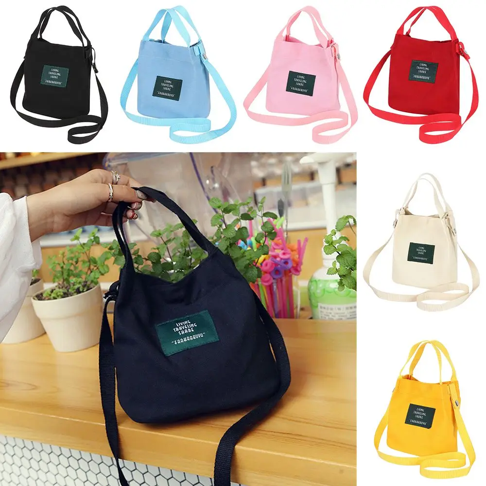 Women Shoulder Bags Letter Handbags Casual Buckle Tote Canvas Crossbody Bag Cute Shopping Bag For Ladies