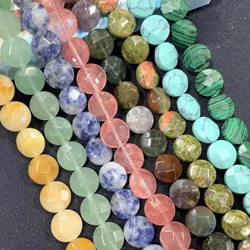 8 12 16 MM Faceted Round Natural Stone Agates Jades Quartz Tiger Eye Spacer Beads For Jewelry Making DIY Necklace Bracelet