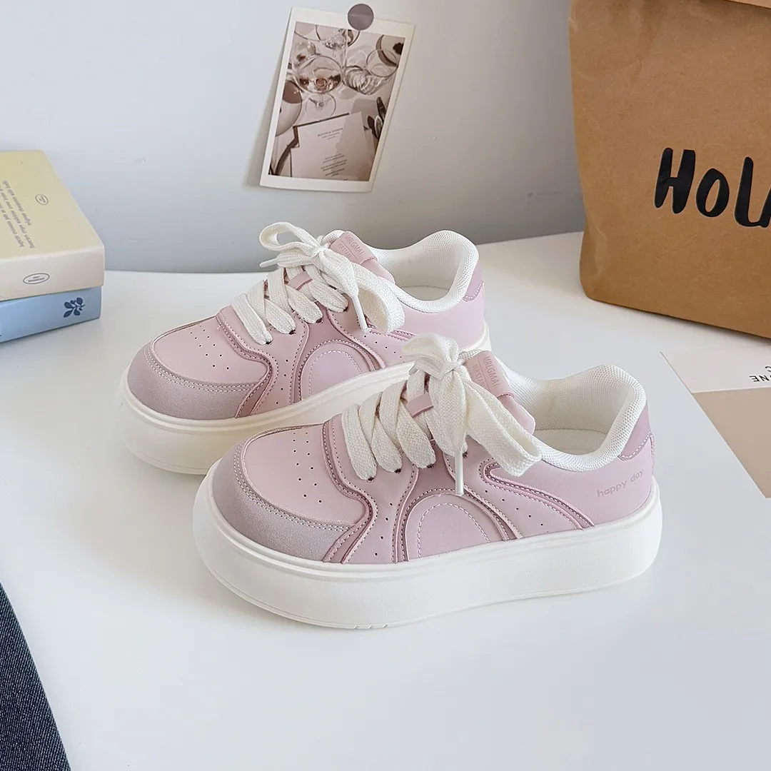 Autumnal Versatile Chic Burger Shoes Large Head Bread Shoes B2901 Spring Cotton Lined Breathable Canvas Sneakers for Women