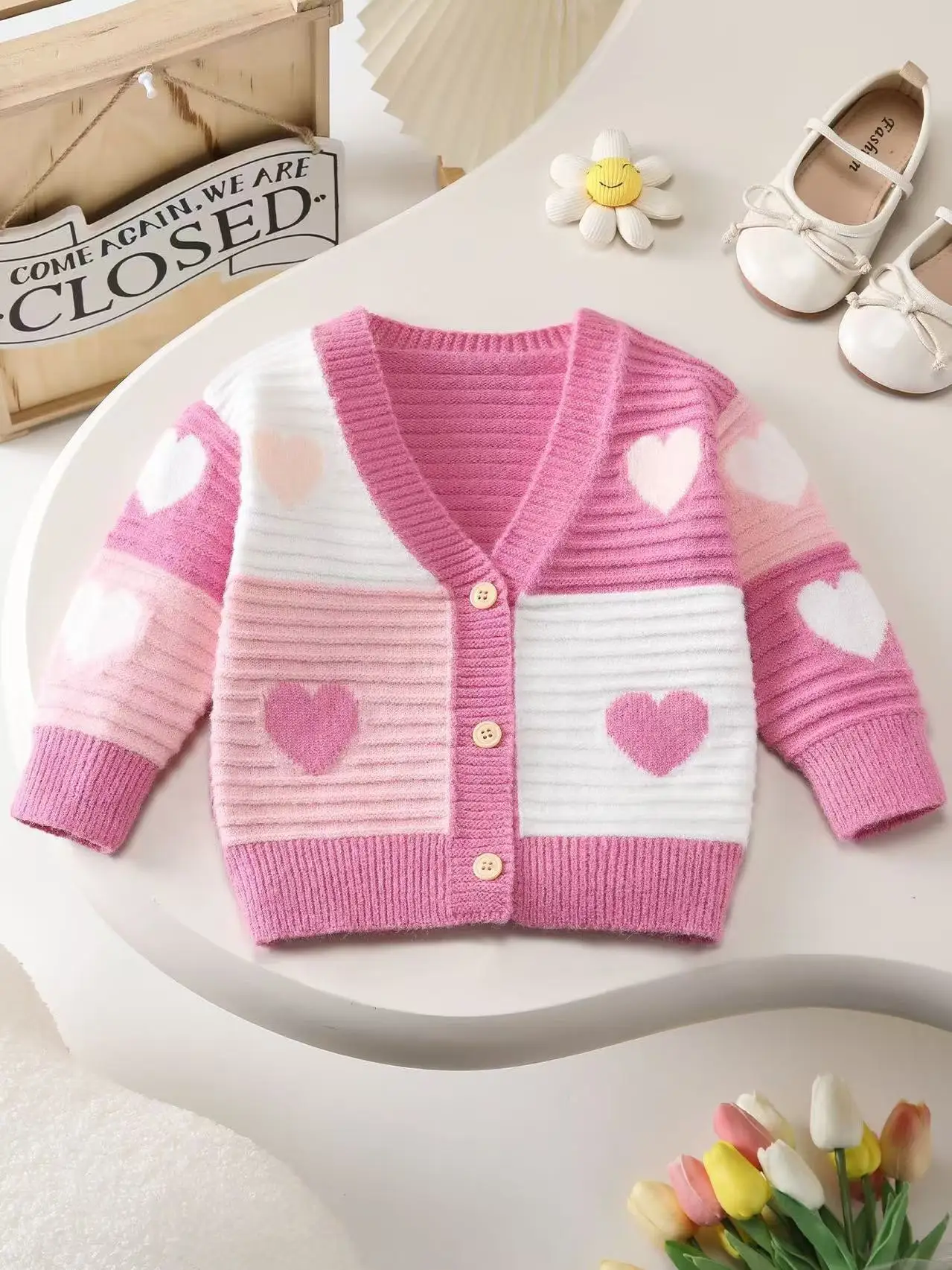 

Korean Children's Clothing Winter New 1-5Y Girls Sweet Three-dimensional Cartoon Knitted Cardigan Top 80-120cm