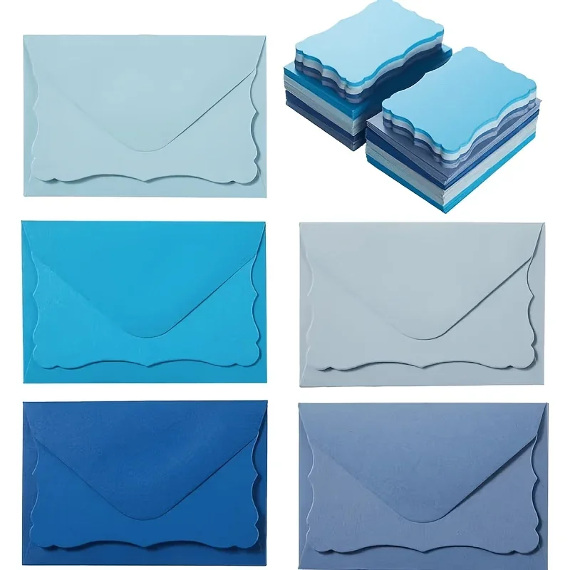 20pcs Mini Envelope and Note Card Set, 10 Small Envelopes with 10 Scalloped Blank Cards, Assorted Pastel Shades for Gift Notes