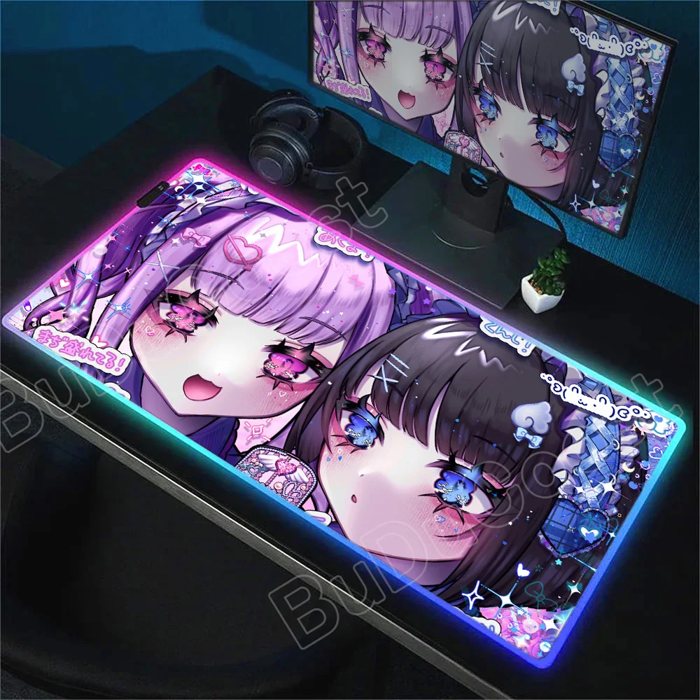 

RGB Mouse Pad Office PC Lovely Needy Girl Keyboard Rug Laptop Gaming Accessories Pink Mousepad Anime Girl Desk Mat Kawaii Carpet