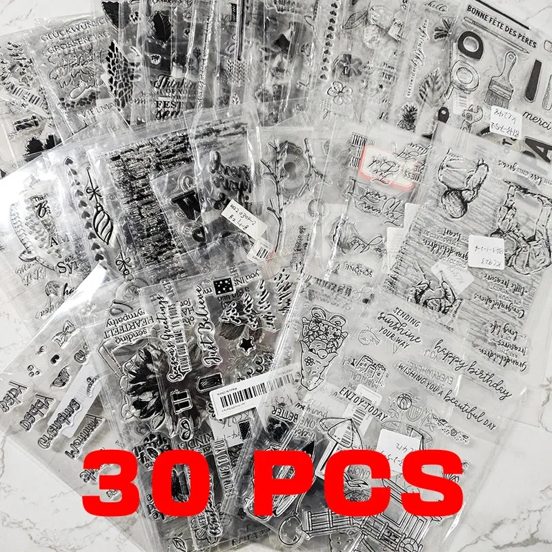 

Random Mixed 10/20/30 pcs Clear Stamp DIY Scrapbooking Supplies Silicone Stamp For Card Making Albums Crafts 13x18cm