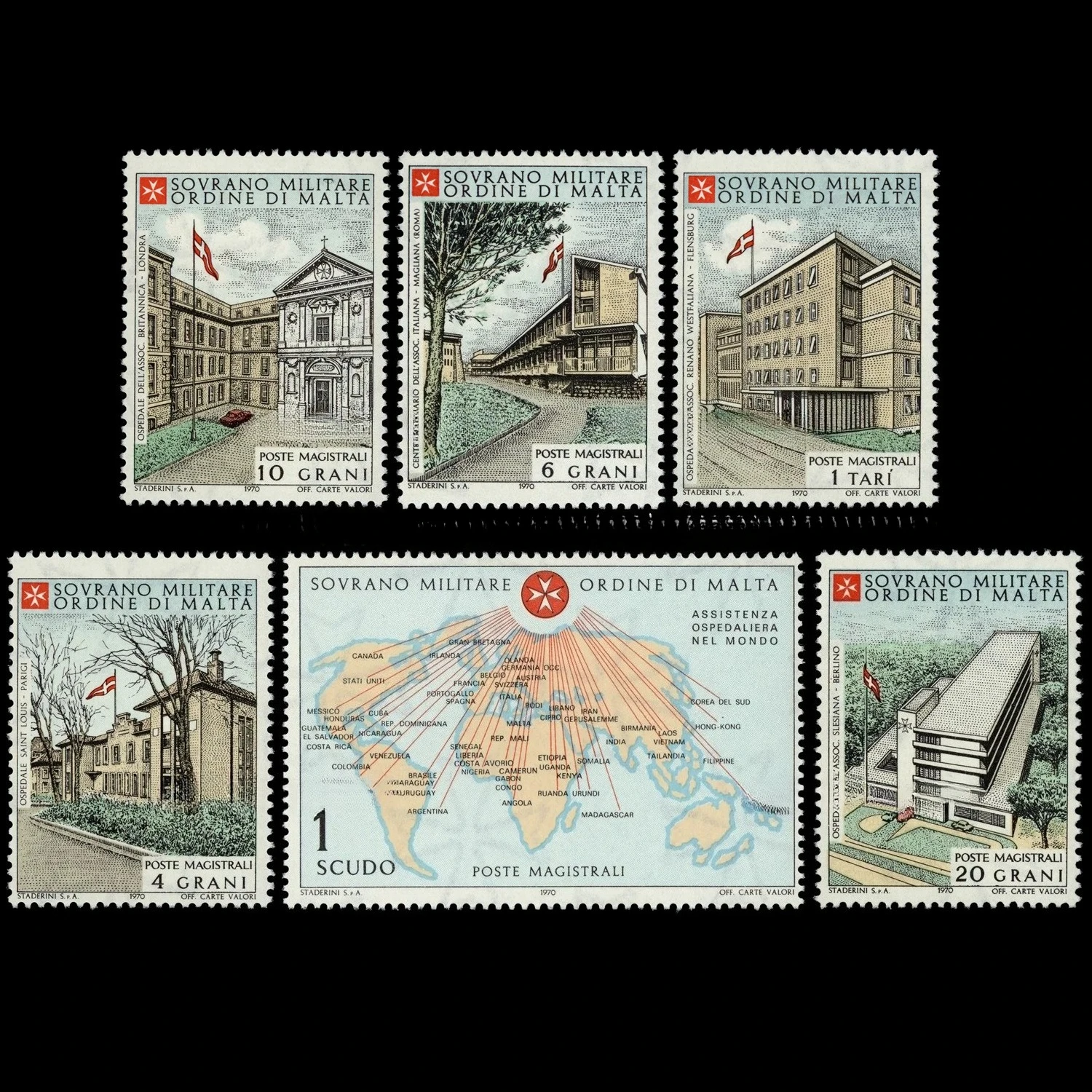 6 pièces/ensemble de nouvelles timbres-poste de Malte 1970, timbres-poste hospitaliers financés par les dons, MNH