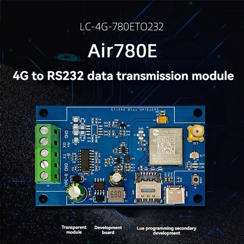 ABLQ Air780e 4G To RS232 Data Transmission Module 4G To RS232 Module LUATOS Development RS232 To 4G Module