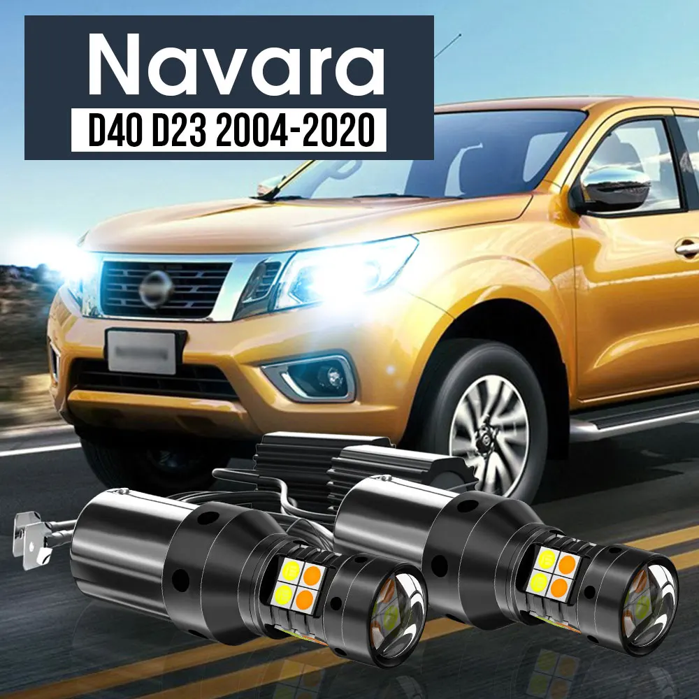 

2pcs LED Dual Mode Turn Signal+Daytime Running Light Blub DRL Canbus Accessories For Nissan Navara NP300 D40 D23 2004-2020 2012