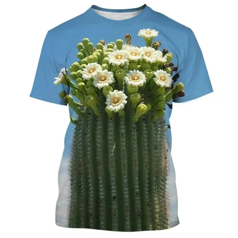 

Summer Men's 3d Printed Desert Plant Cactus Pattern T-Shirt Casual Fashion Street Fun O Collar Short Sleeve Loose Plus Size Top