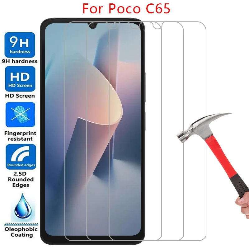 واقي شاشة لهاتف شاومي بوكو c65 زجاج مقسى واقي على pococ65 c 65 65c فيلم هاتف جلاس 9h xiomi xaomi xiami poc pco