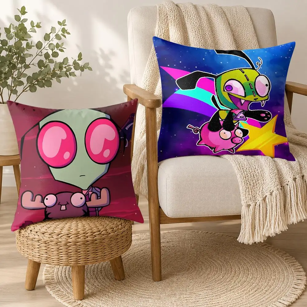Anime ZIM I-Invader Zim Cushion Cover Square Decorative Throw Pillow 40x40cm For Sofa Bedroom Living Room Home Decor