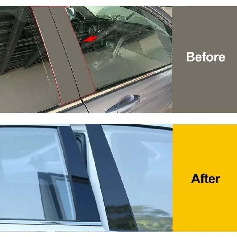 Complete 6PCS Glossy Black B & C Pillar Cover Set For Fiat 500 2010-2020 Car Door Window Column Trim Decoration Stickers
