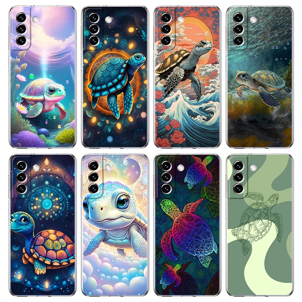 Ocean Animal Tortoise Transparent Cover for Samsung Galaxy S24 S23 S22 S20 S21 FE Ultra S24 S23 S10 S9 Plus Soft TPU Phone Case