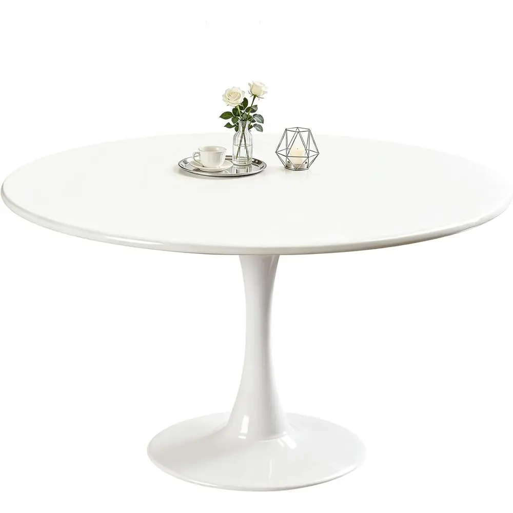 

Round Dining Tulip Table or 4, -Century ern Table with Sturdy Metal Pedestal or Kitchen, Bistro, Cae, Leisure (White, 43.5 INCH)