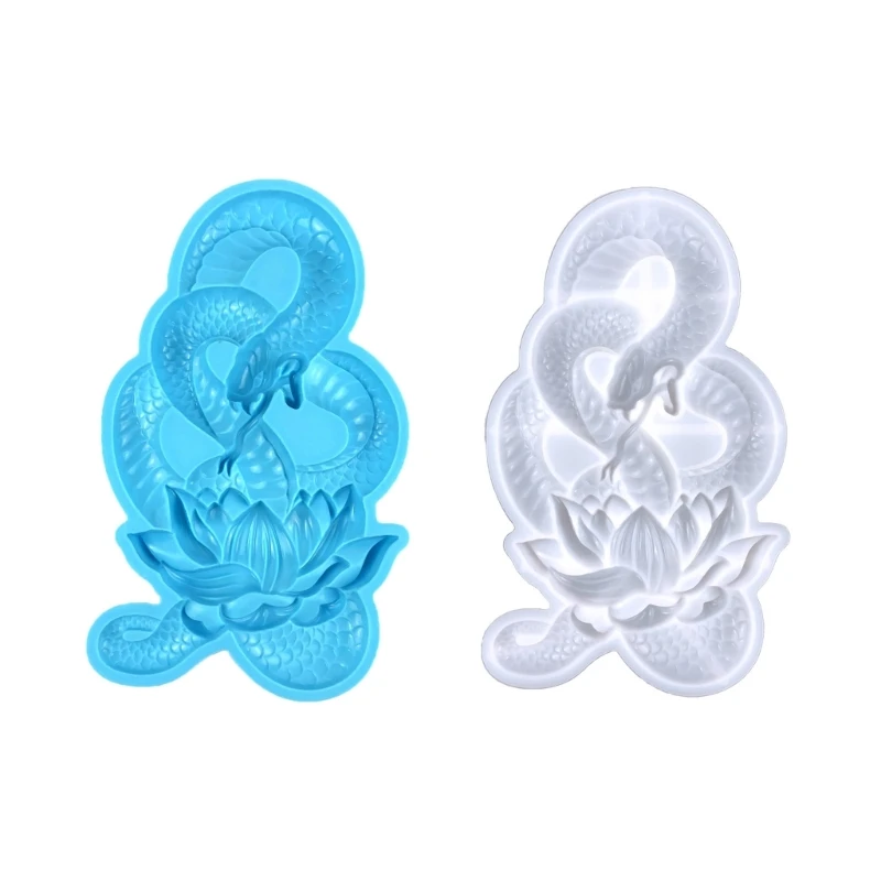 Q0KE Lotuses Snake Silicone Mold DIY Wall Decoration Room Decorative Half 3-dimensional Snake Sculpture Epoxy Resin Mold