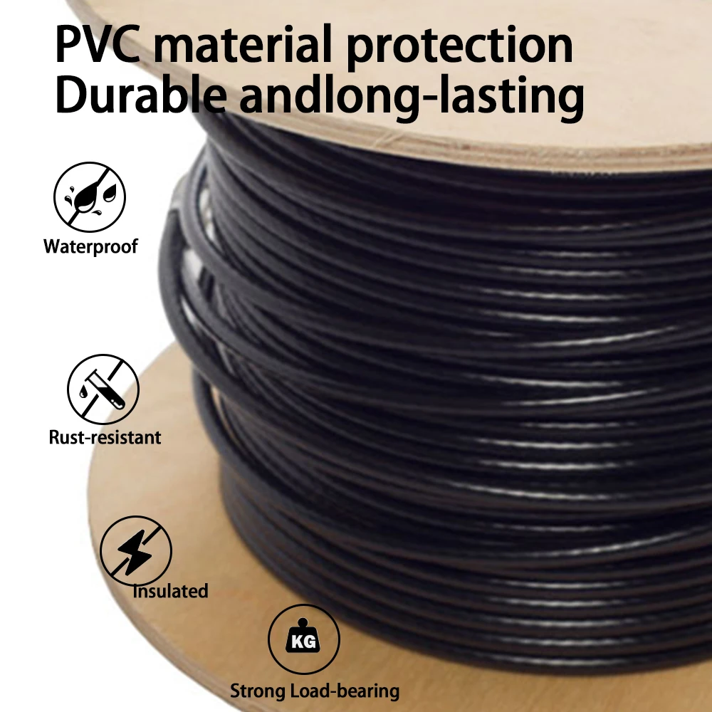 Black PVC Coated Stainless Steel 304 Wire Rope Cable 1/1.2/1.5/2/3/4/5/6MM Diameter After Coating Flexible Soft Steel Cable