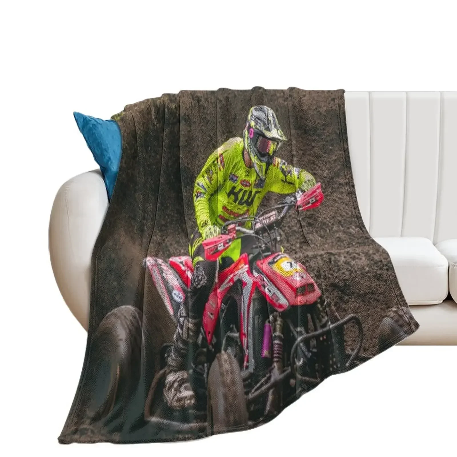 

ATV Red Quad in the Mud! 4 Wheel Racing! Throw Blanket Sofa Quilt for winter Comforter Blankets