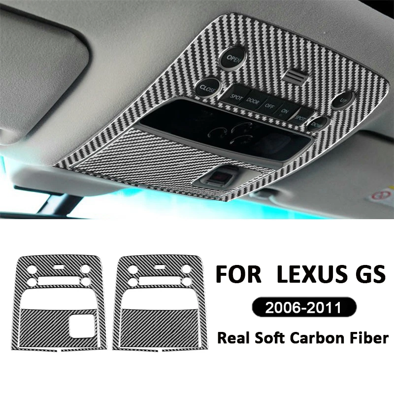 

Carbon Fiber Car Roof Reading Light Panel Trim Cover Book Lamp Decoration Sticker For LEXUS GS 2006-2011 Interior Accessories