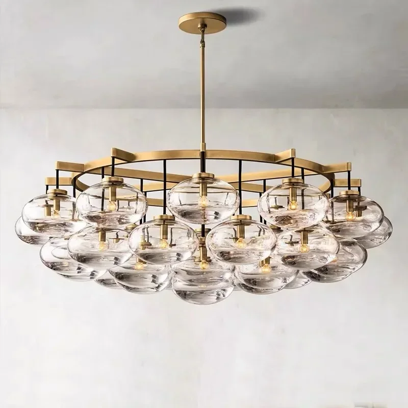 

Master Living Room Chandelier All Copper Post-Modern American Retro Villa Hotel Lobby Lamp Factory Direct Sales