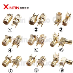 2/5/10Pcs SMA Female Jack Male Plug Adapter Solder Edge PCB Straight Right Angle Mount RF Copper Connector Plug Socket